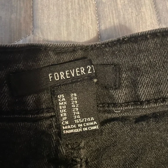 Forever 21 Mini Shorts Black size 29 hem denim stretchy zip fly button pockets - Picture 4 of 8